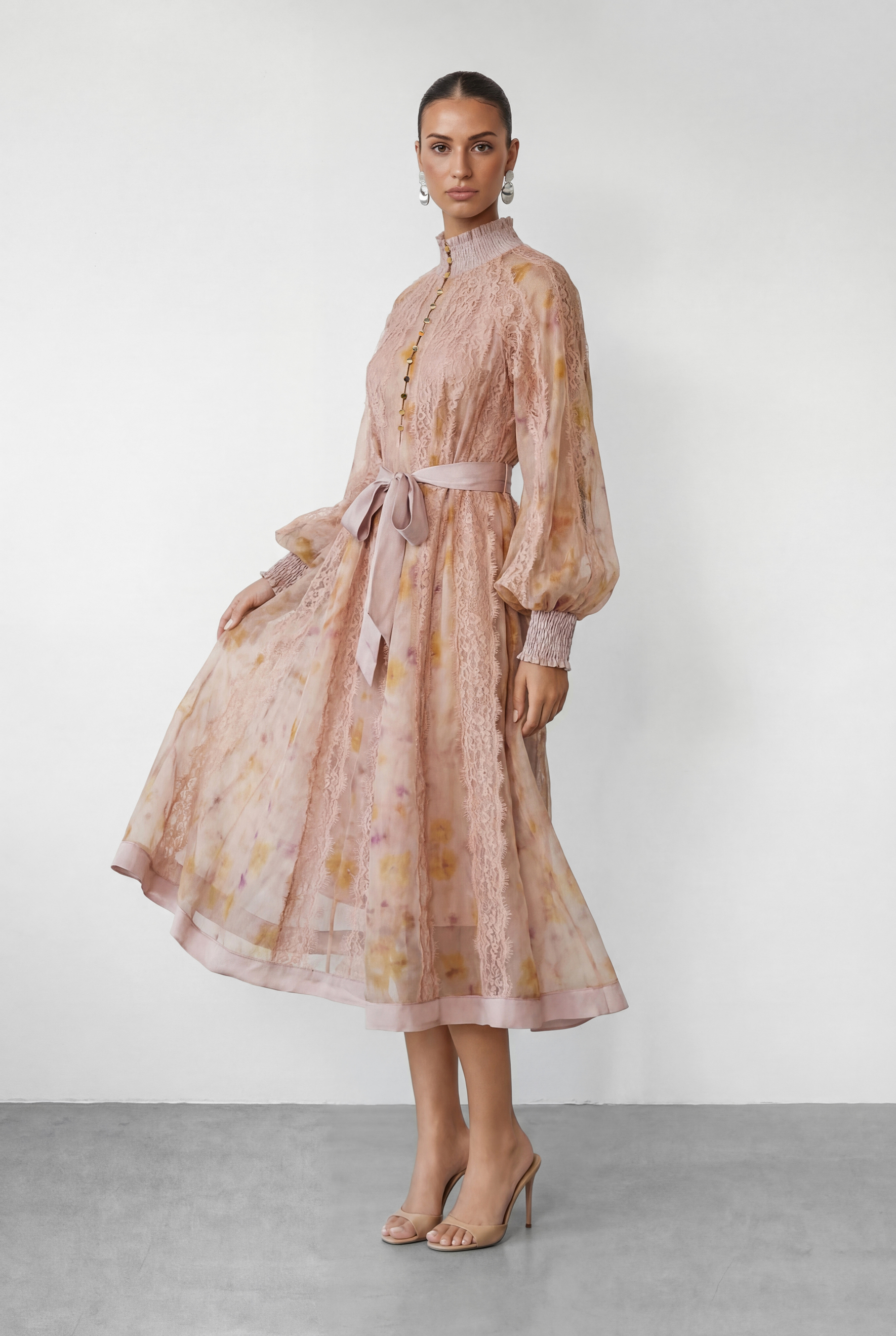 Love That For You Pink Printed Lace Midi Dress-purelyfable