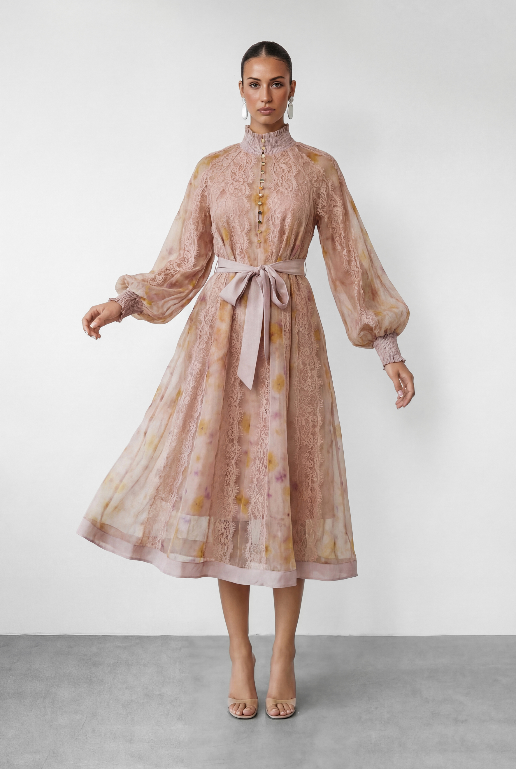 Love That For You Pink Printed Lace Midi Dress-purelyfable