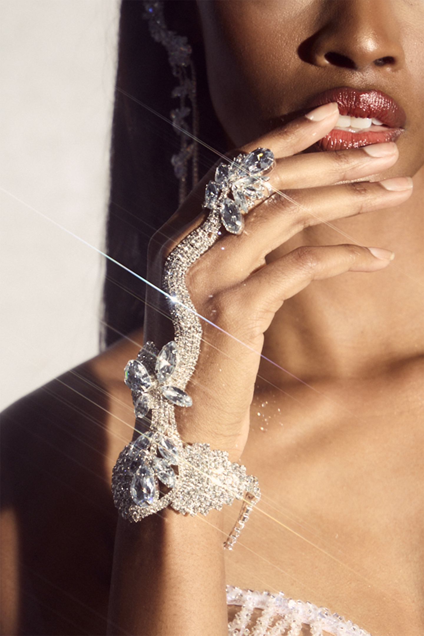 Crystal Snake Finger Ring Bracelet-purelyfable