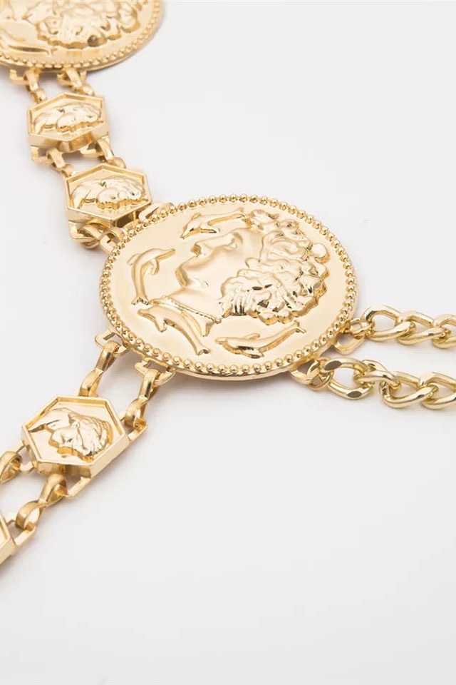 Vintage Portrait Pendant Chain Belt-purelyfable