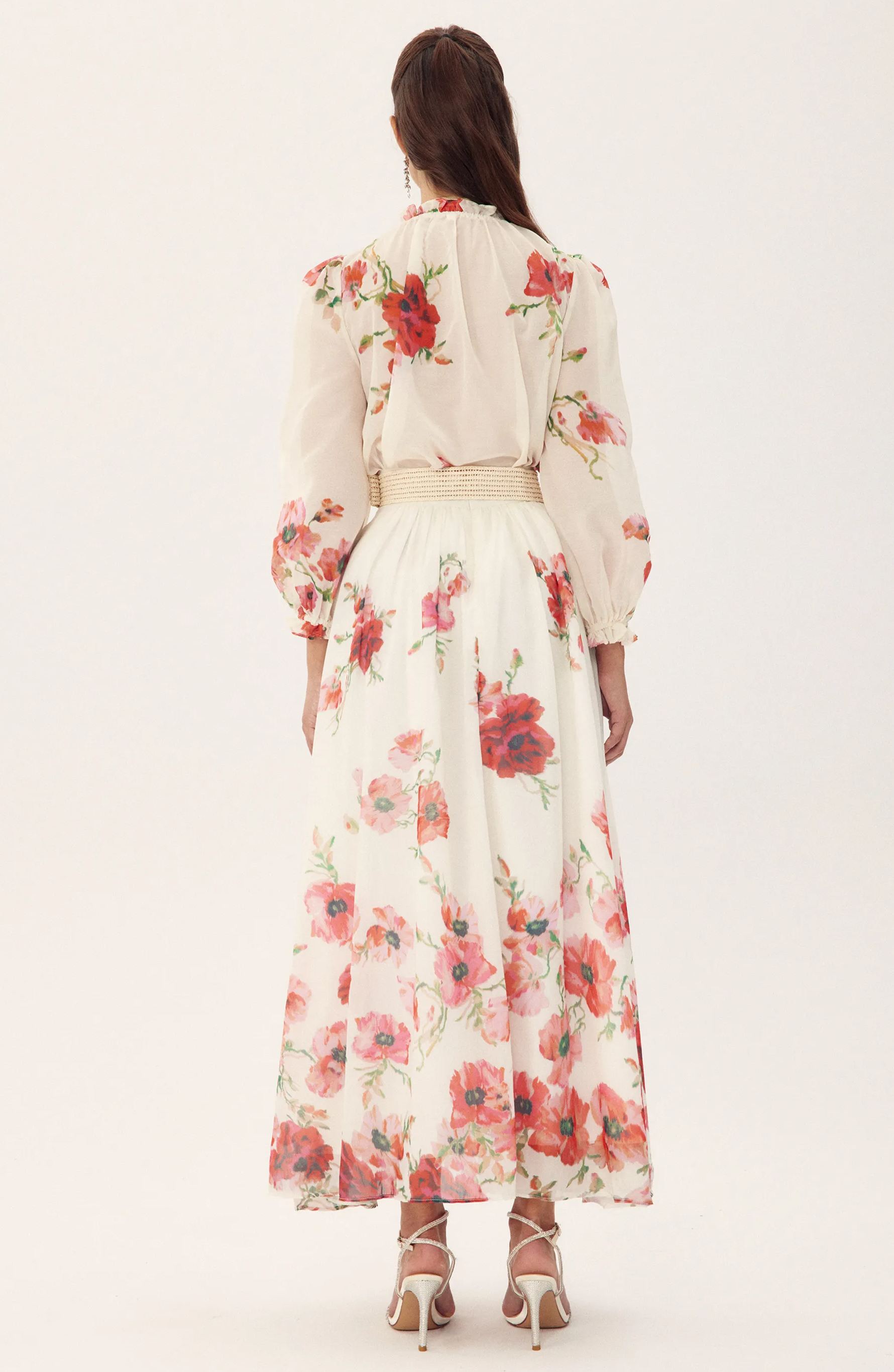 Anne Floral Printed Belted Maxi Skirt Set-purelyfable