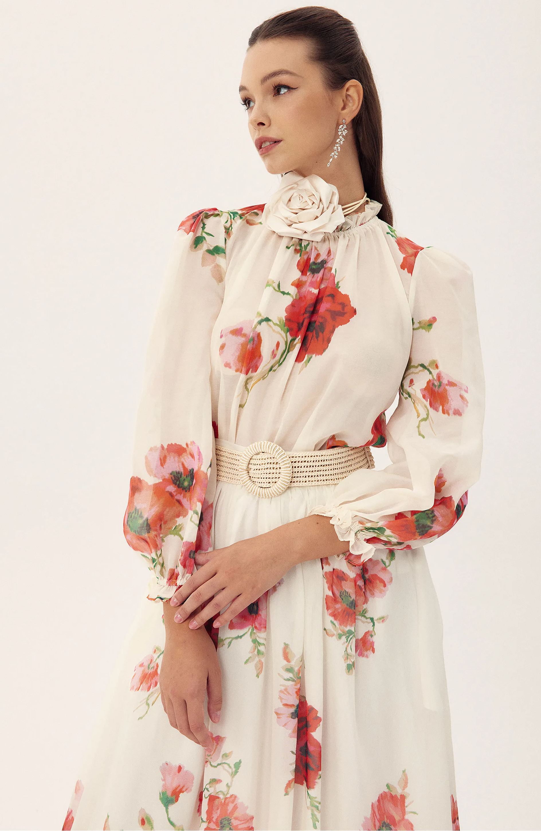 Anne Floral Printed Belted Maxi Skirt Set-purelyfable