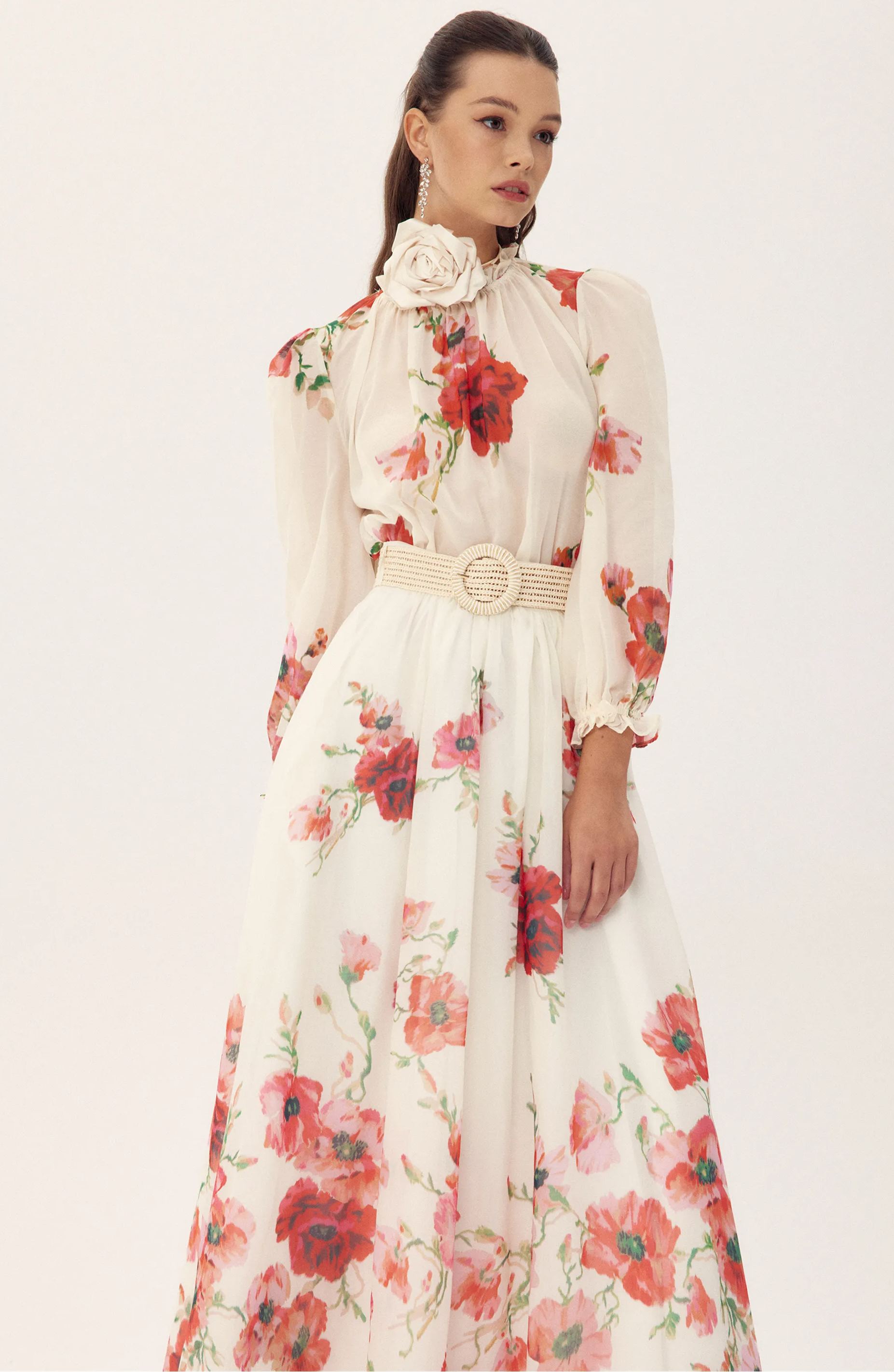 Anne Floral Printed Belted Maxi Skirt Set-purelyfable