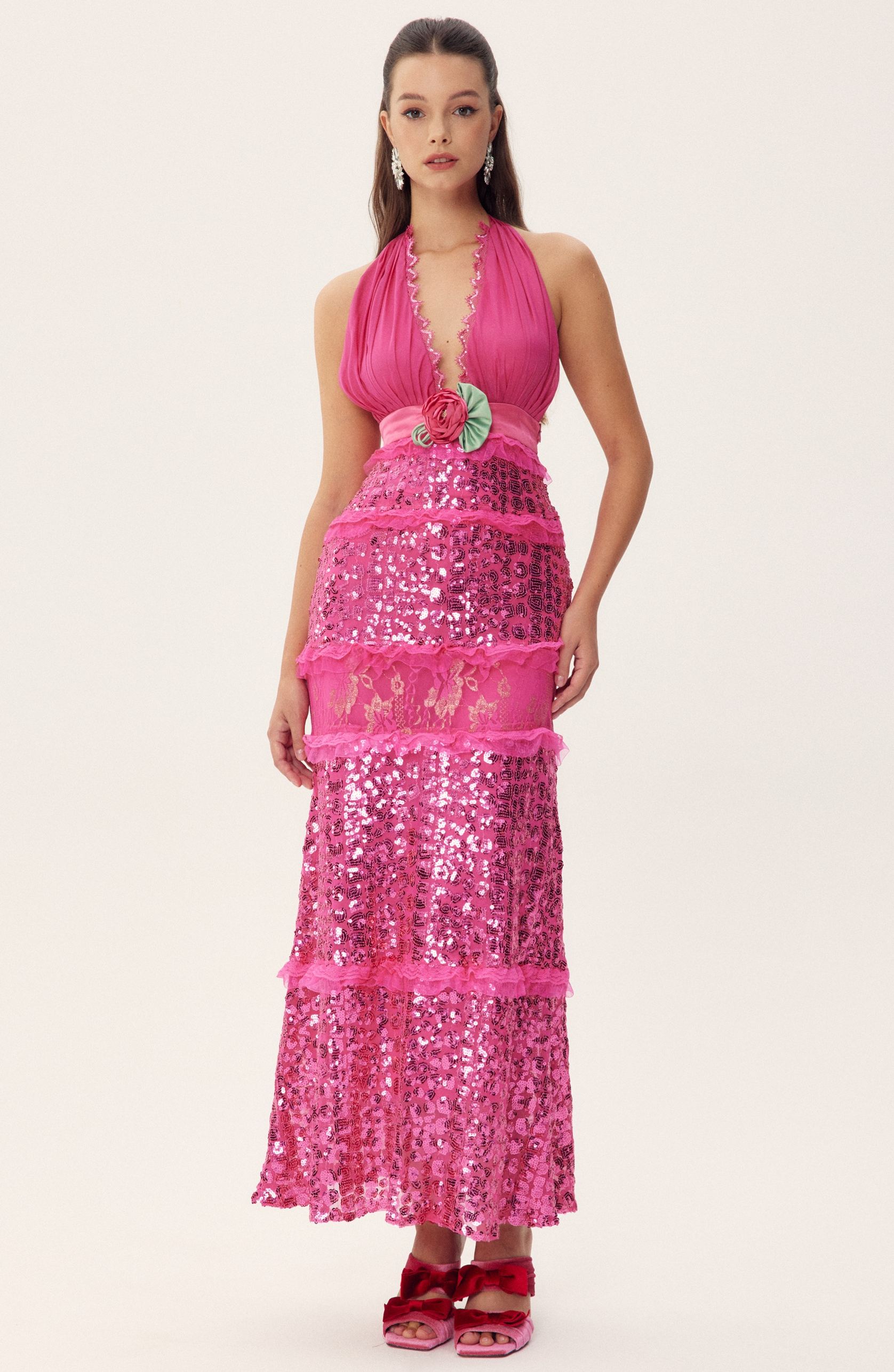 Sara Halter Sequin Embellished Maxi Dress-purelyfable