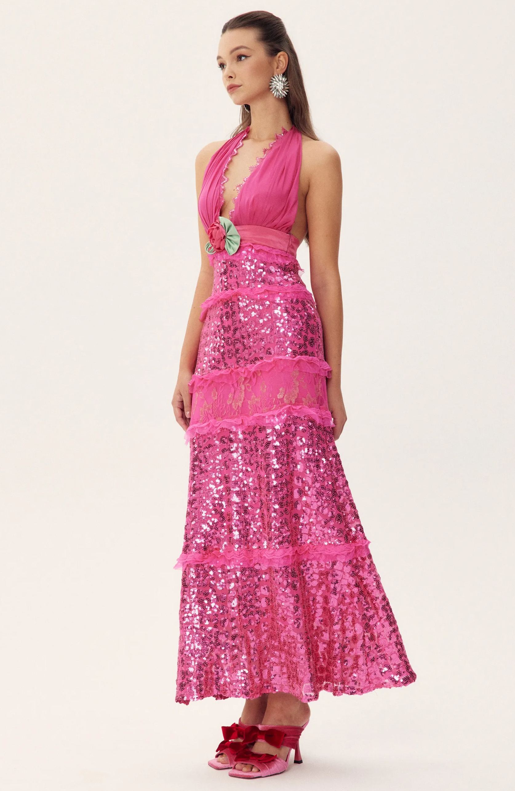 Sara Halter Sequin Embellished Maxi Dress-purelyfable