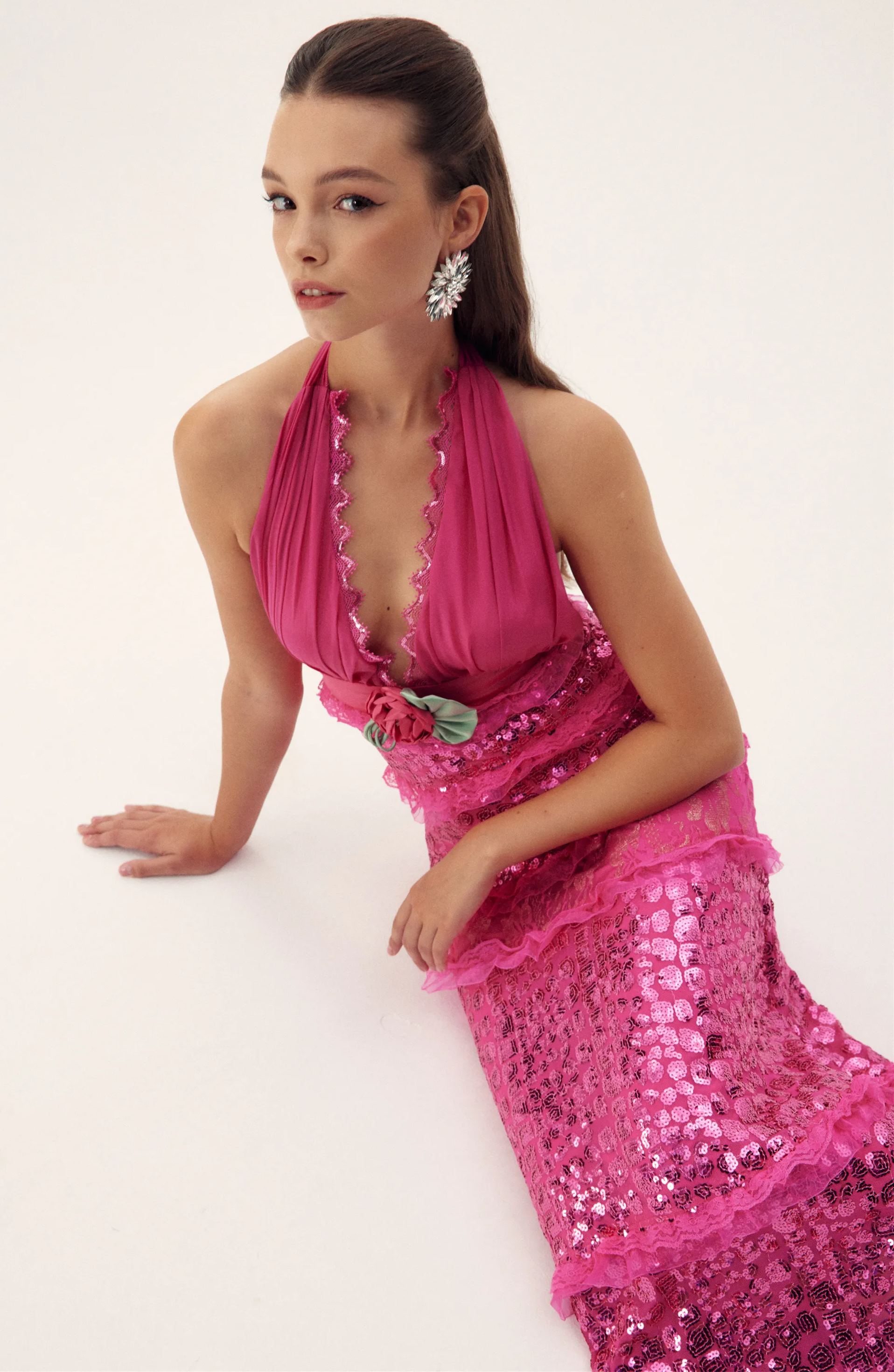 Sara Halter Sequin Embellished Maxi Dress-purelyfable