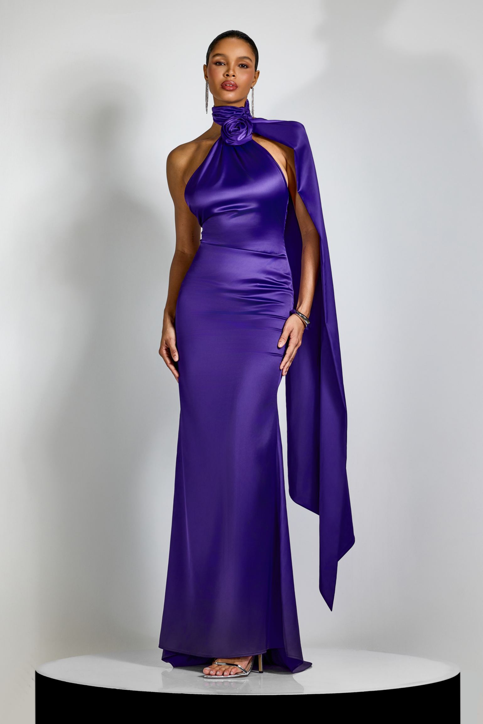 Verna Halter Floral Maxi Satin Dress-purelyfable