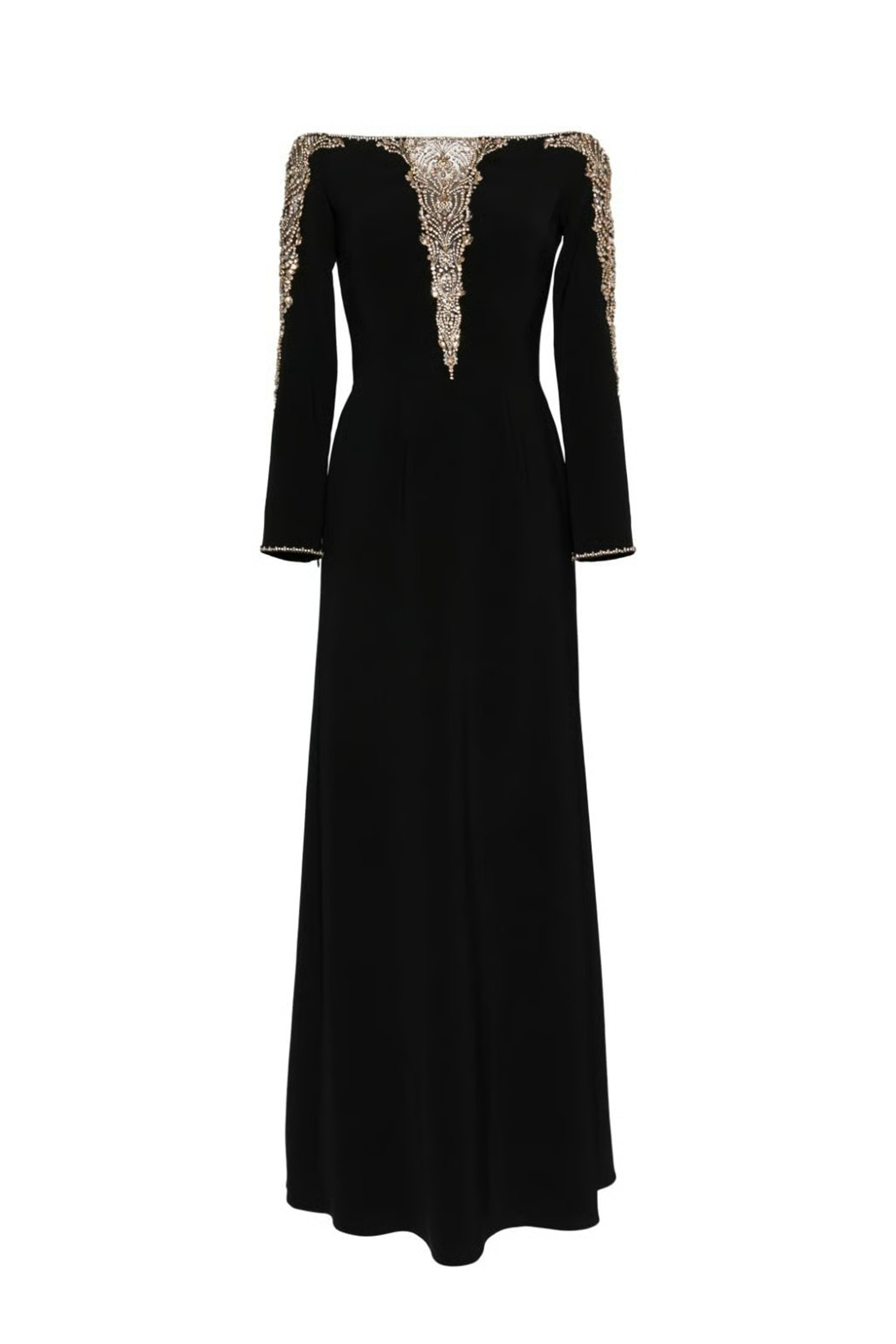 Laila Rhinestone Embellished Off Shoulder Maxi Dress-purelyfable
