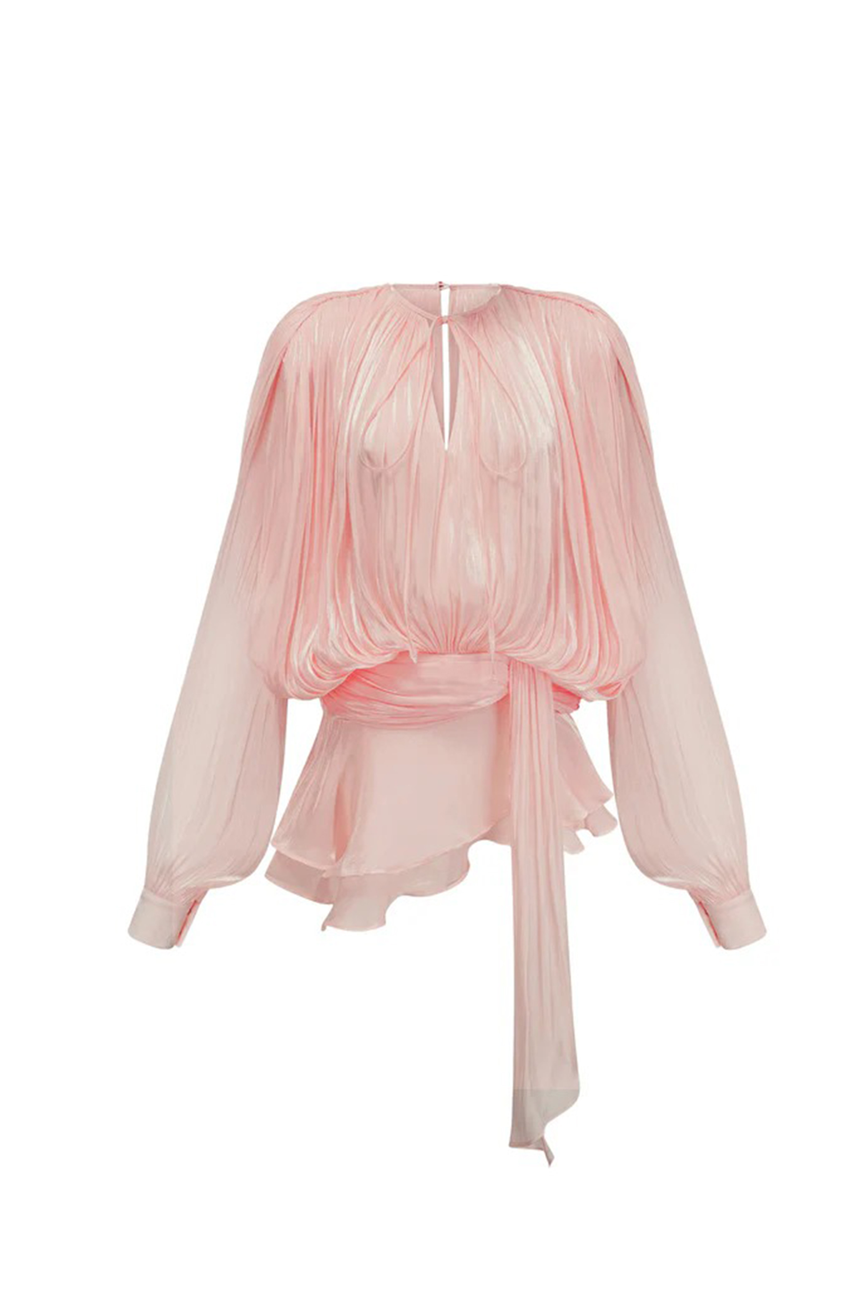 Beryl Pleated Ruffle Hem Mini Dress in Pink-purelyfable