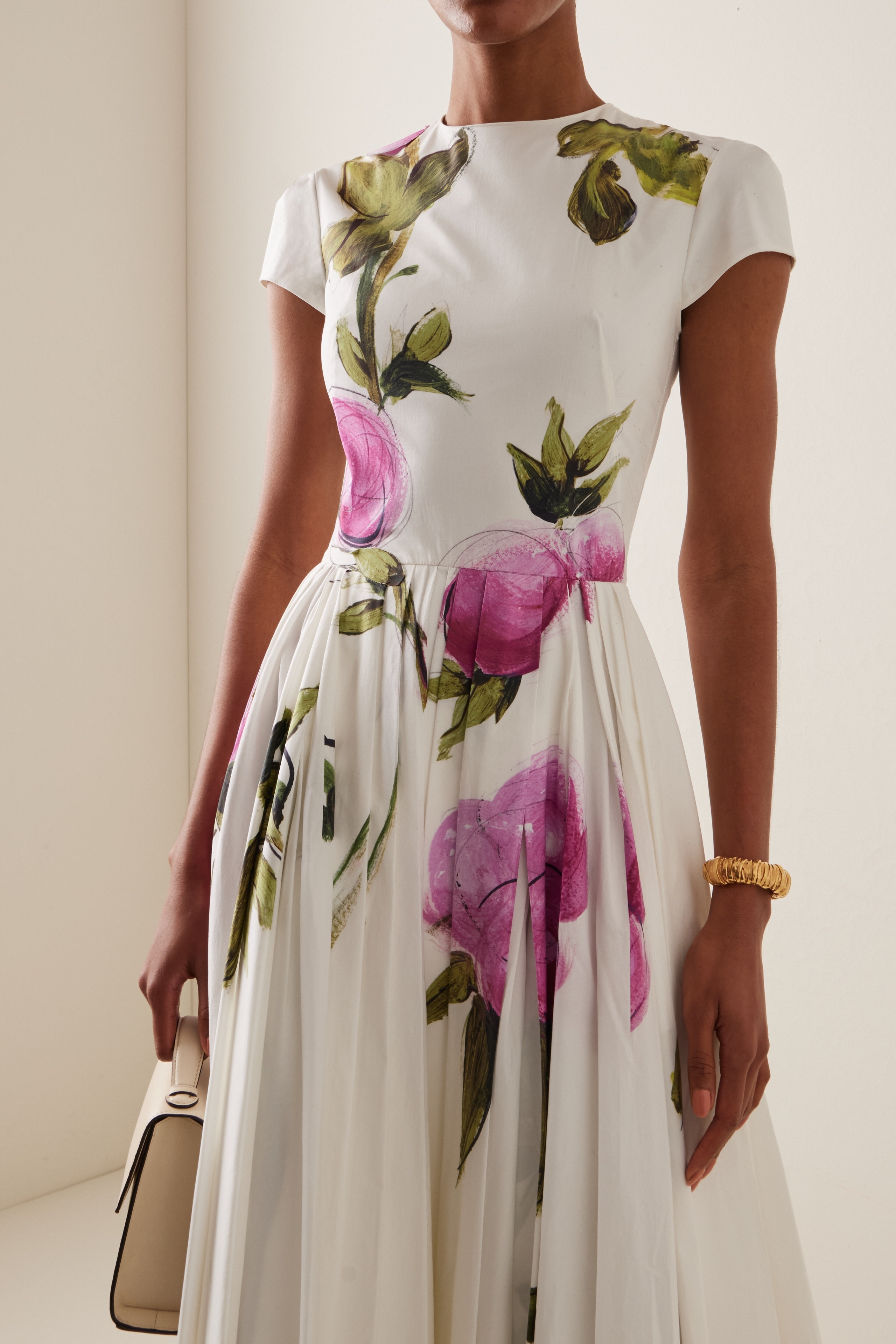 Lindsay Rose Printed Cap Sleeve Midi Dress-purelyfable