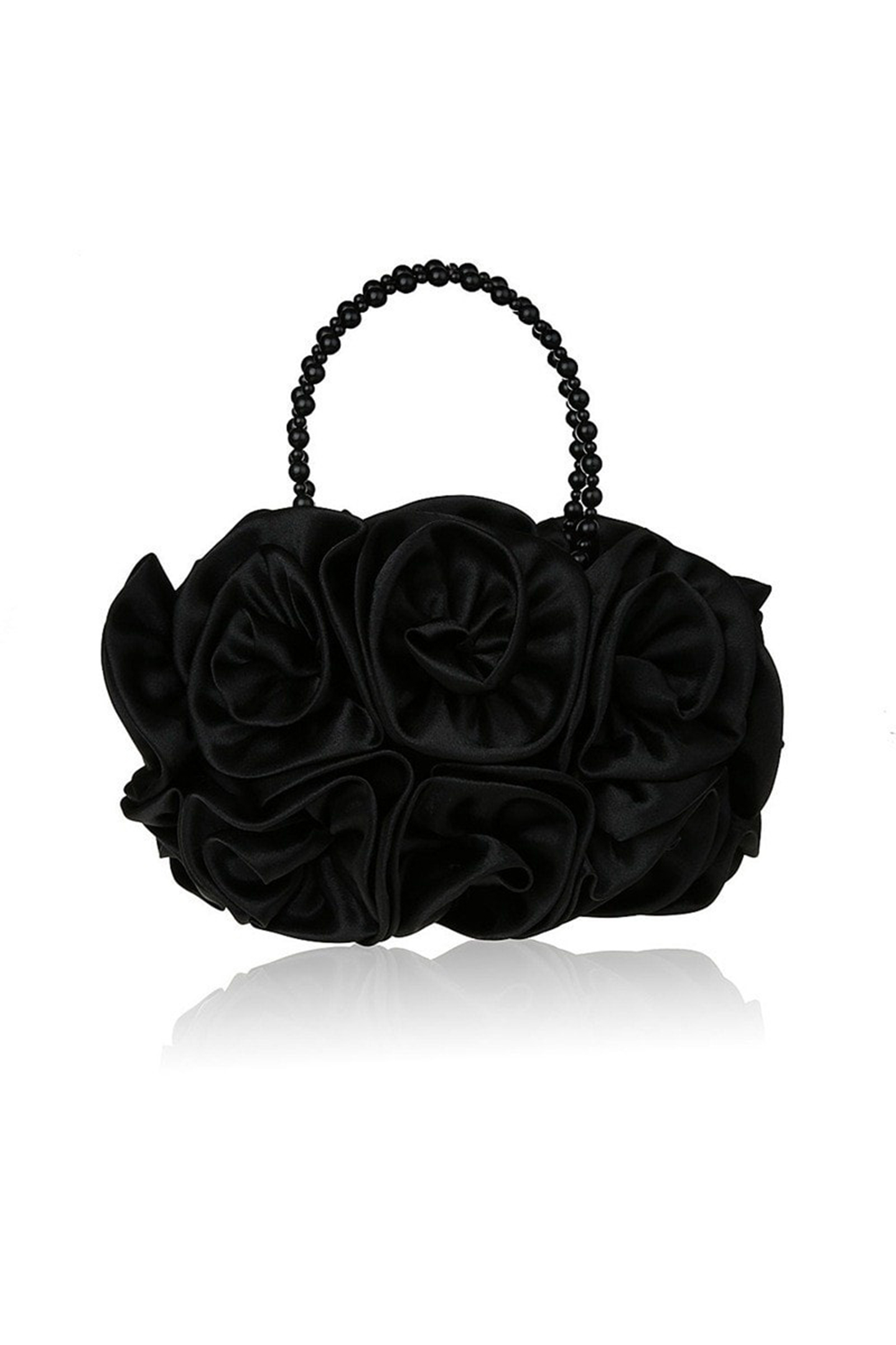 Satin Rosettes Pearl Handbag-purelyfable