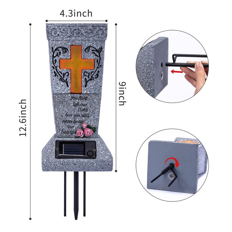  💐Solar LED Grave Vase with Ground Spike for Cemetery Headstones – Memorial Flower Holder