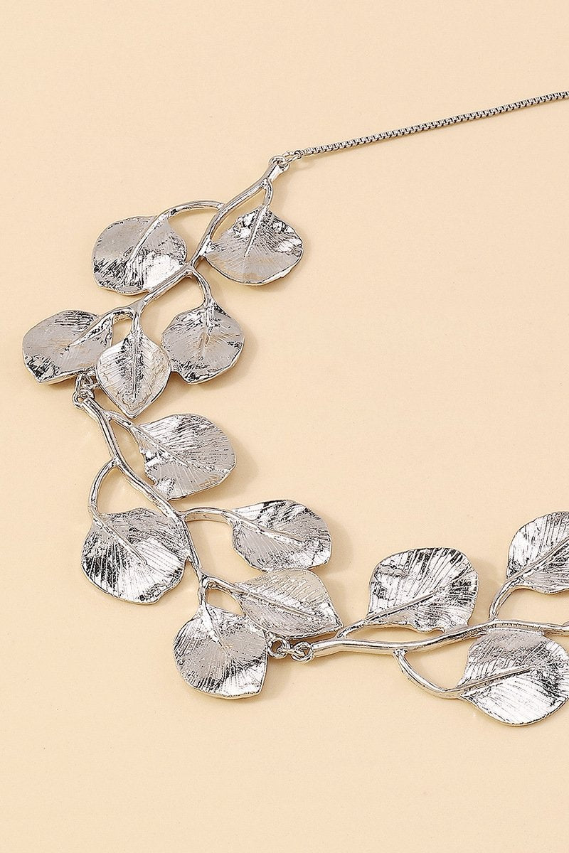 Textured Gingkgo Leaf Necklace-purelyfable