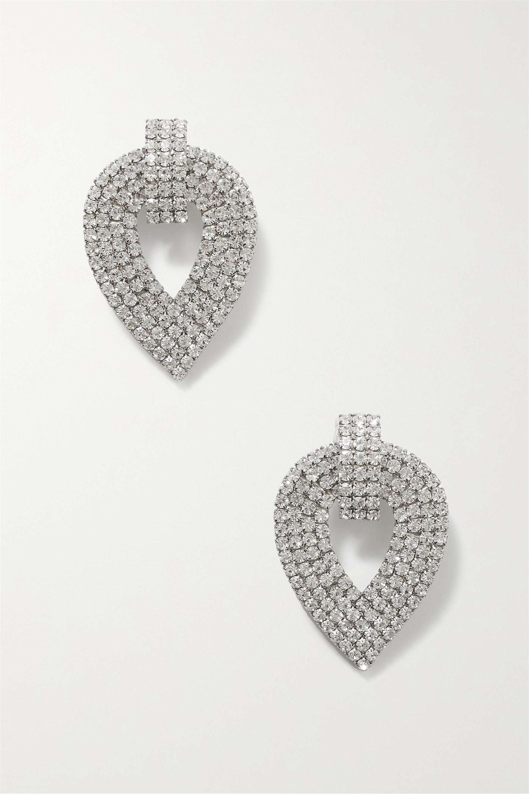 Hollow Crystal Heart Earrings-purelyfable