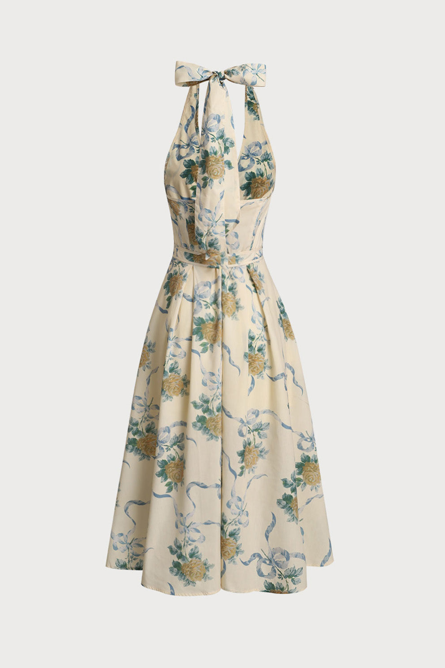 Loralie Floral Print Deep V Neck Midi Dress-purelyfable