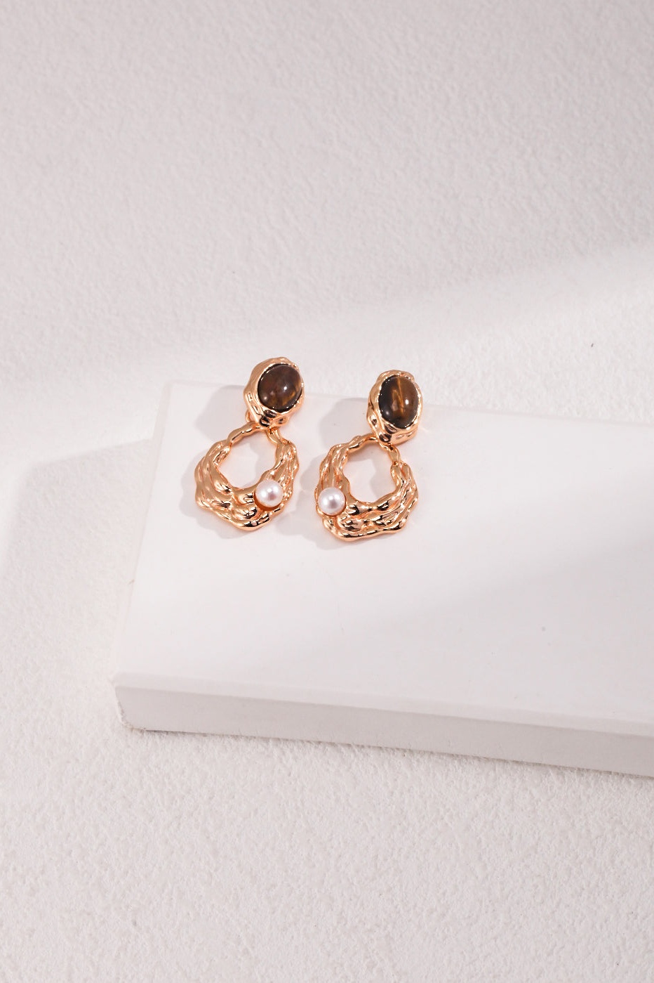 Tiger Eye Stone Abstract Earrings-purelyfable