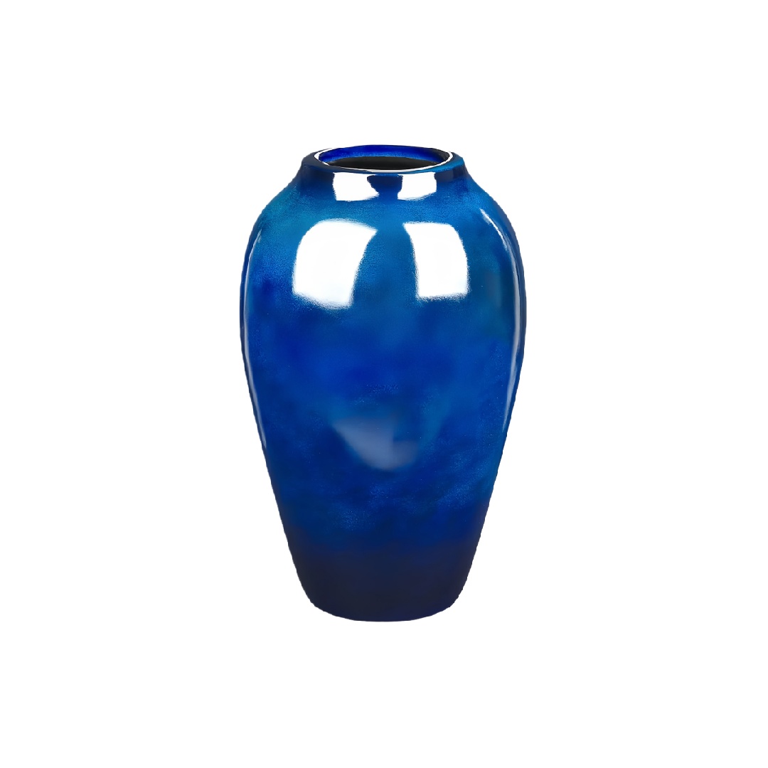 Elegant Deep Blue Ombre Glazed Ceramic Vase with High-Gloss Finish-danhkristen.shop