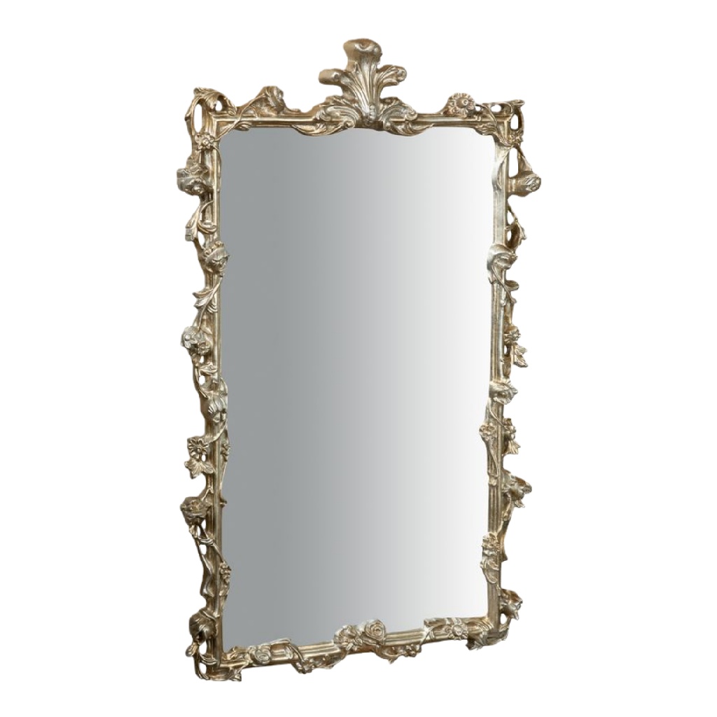 Espejo decorativo rectangular estilo barroco, marco tallado dorado envejecido, para pared-leonardmolly.shop