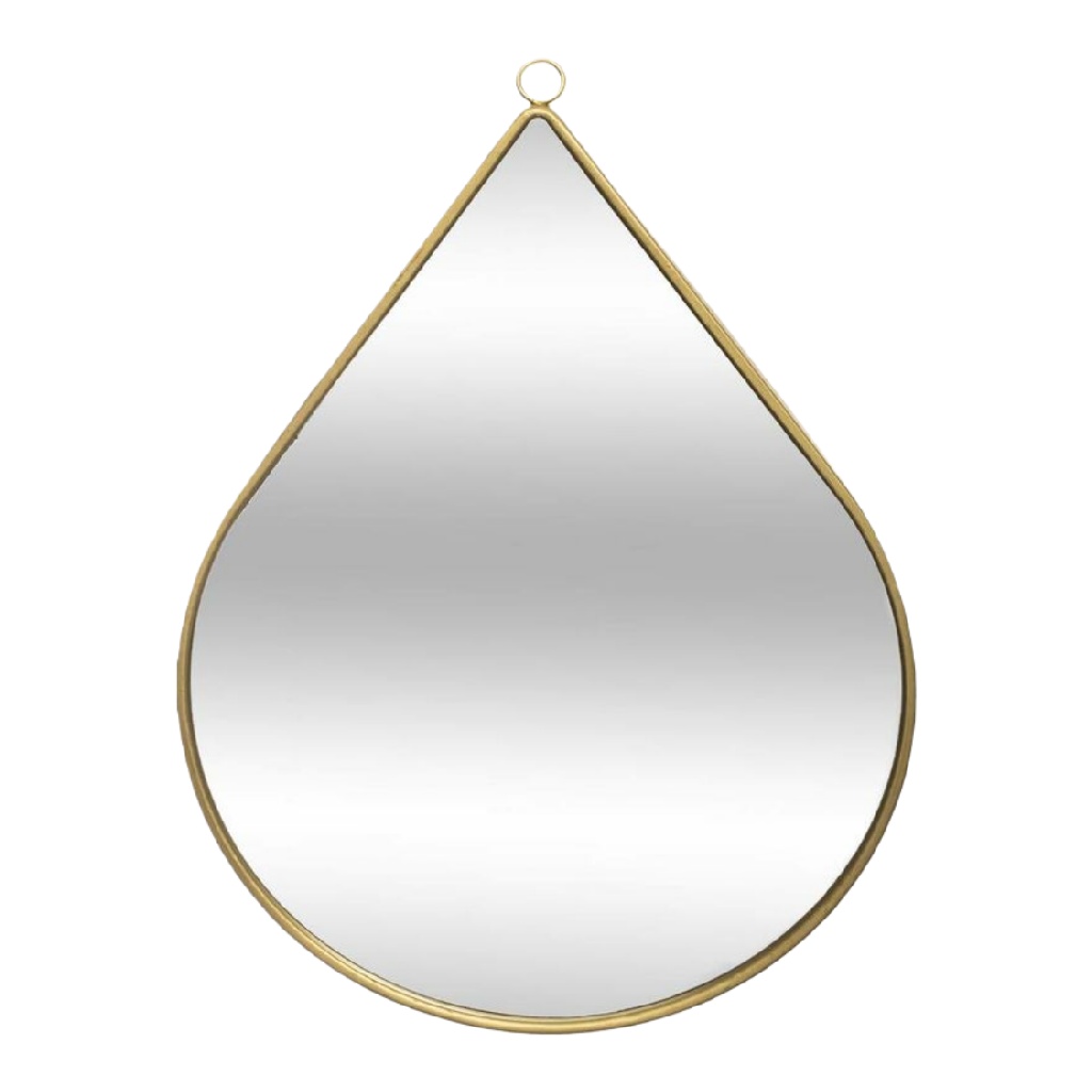 Espejo decorativo colgante en forma de lágrima, marco metálico dorado, para pared-leonardmolly.shop