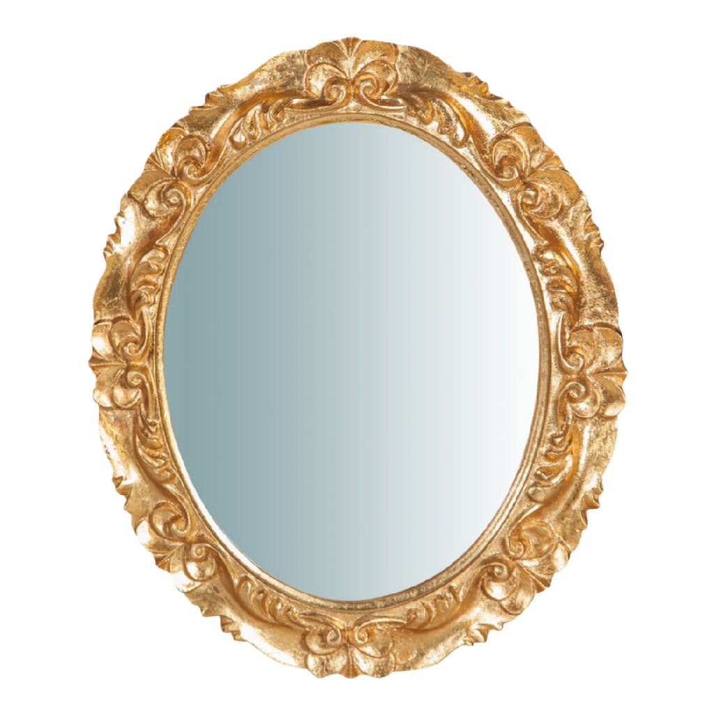 Espejo decorativo ovalado estilo barroco, marco dorado tallado, para pared-leonardmolly.shop