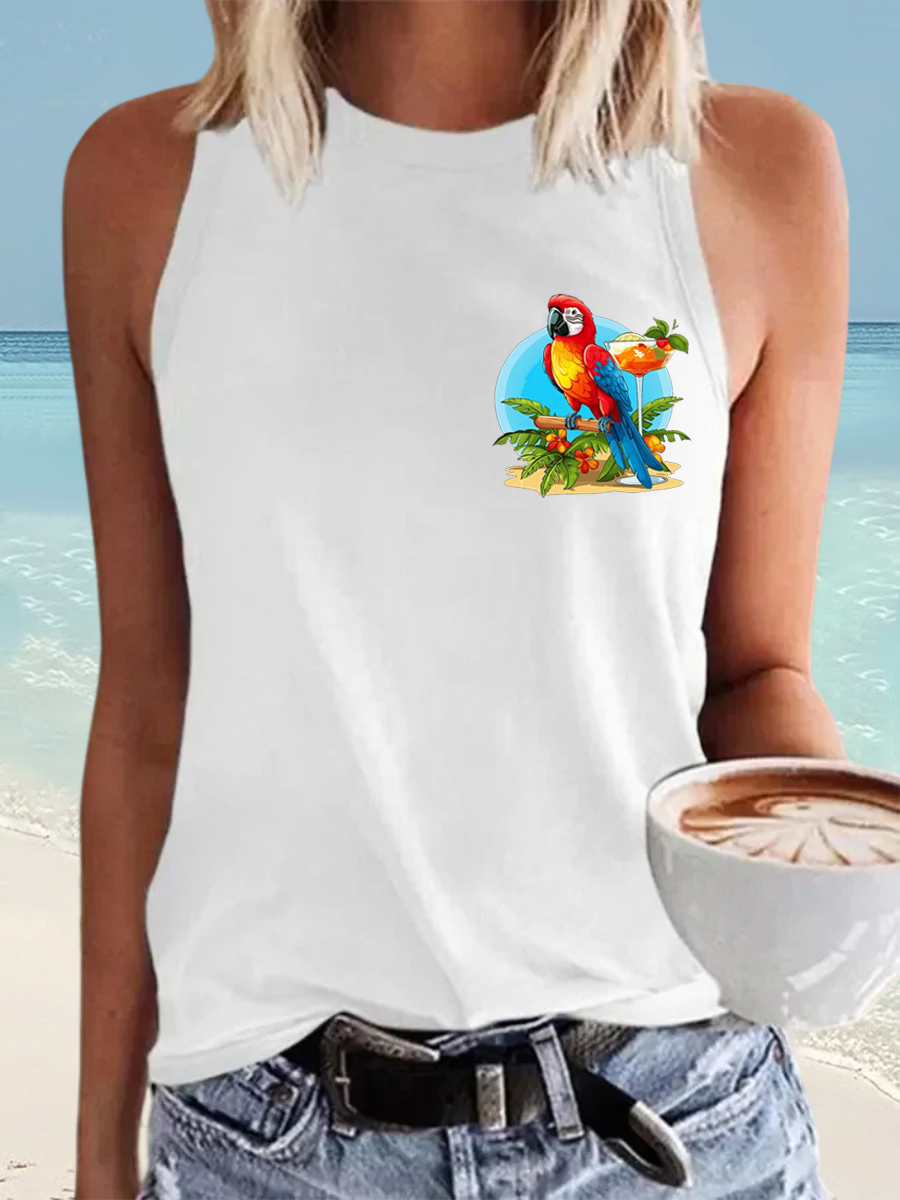 Women's I'm Retired It's 5 O'clock Everywhere Parrot Print Casual Vest