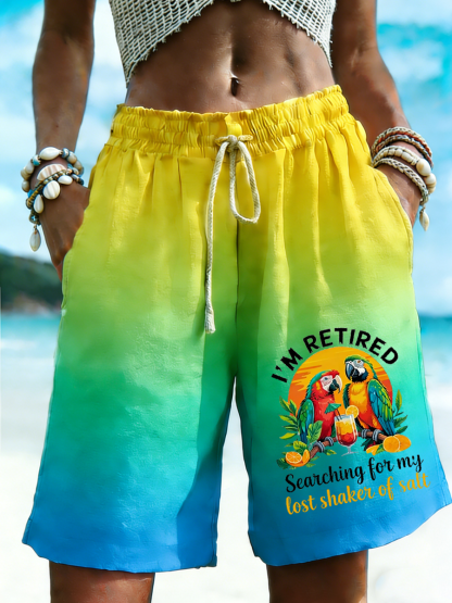 Women's Beach Vacation Parrot Print Pants Shorts