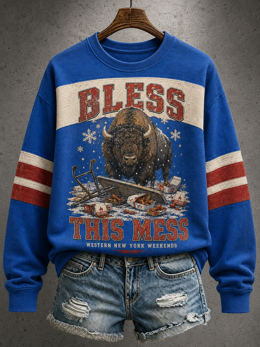 Women's Football Bulls Bs Lover Go Good Printed Sweatshirt