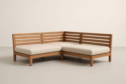Pour jardin canapé d'angle en bois d'acacia avec coussins en polypropylène beige