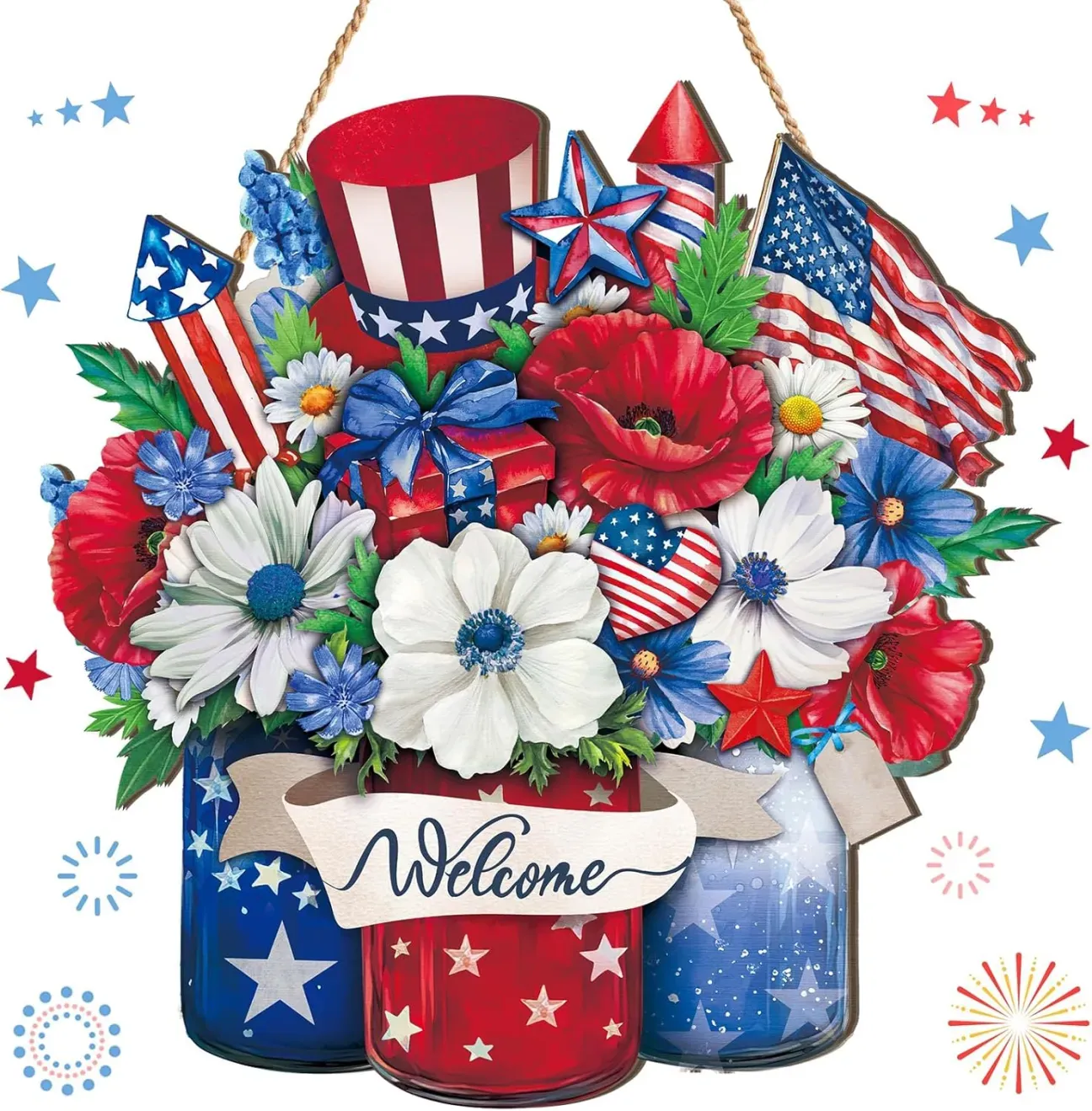 250th America Anniversary Wreath- 1776-2026 Patriotic Door Sign