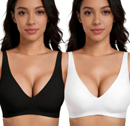 💗LAST DAY SALE 50% OFF⚡50K+ SOLD!💕 Jelly Wireless Womens Comfortable Wireless Bras Push Up Bralettes Seamless Tshirts Bras Deep V Everyday Bras