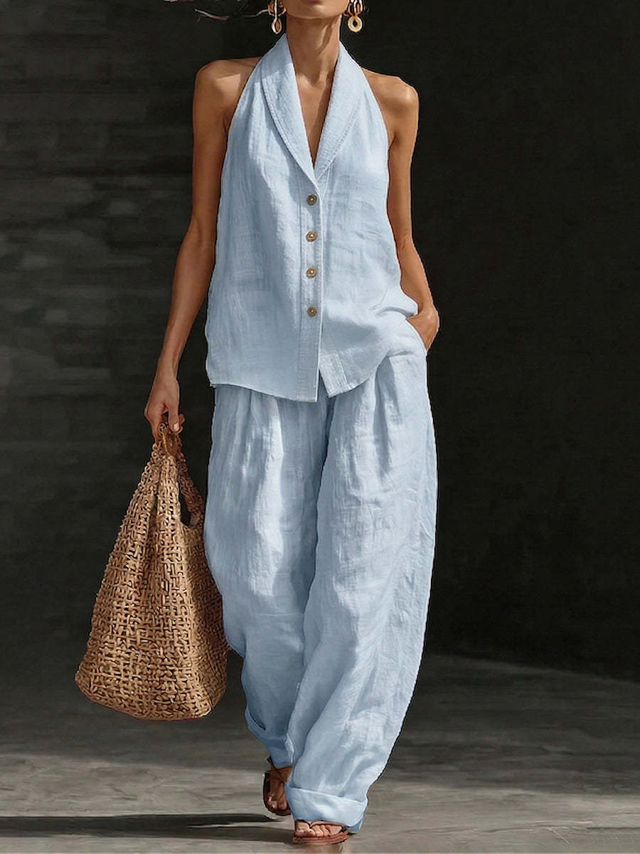 Minimalist & Cozy Travel Cotton-linen Two-piece Set