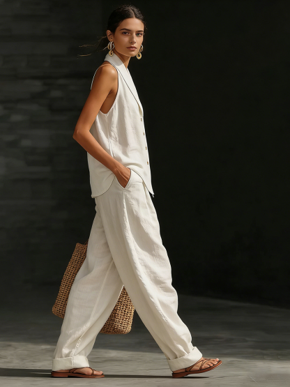 Minimalist & Cozy Travel Cotton-linen Two-piece Set