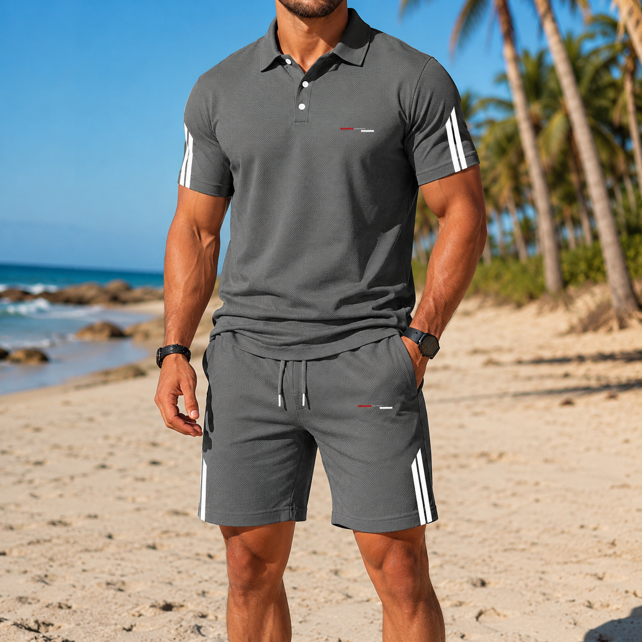 ⏰ Last day: 50% off! 🔥 - Men's sporty summer set with polo shirt & shorts