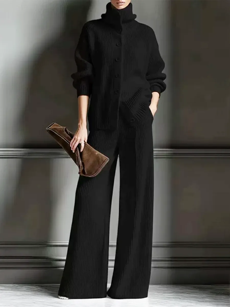 Women's Cozy Cardigan Sweater and Pants Two-Piece Set