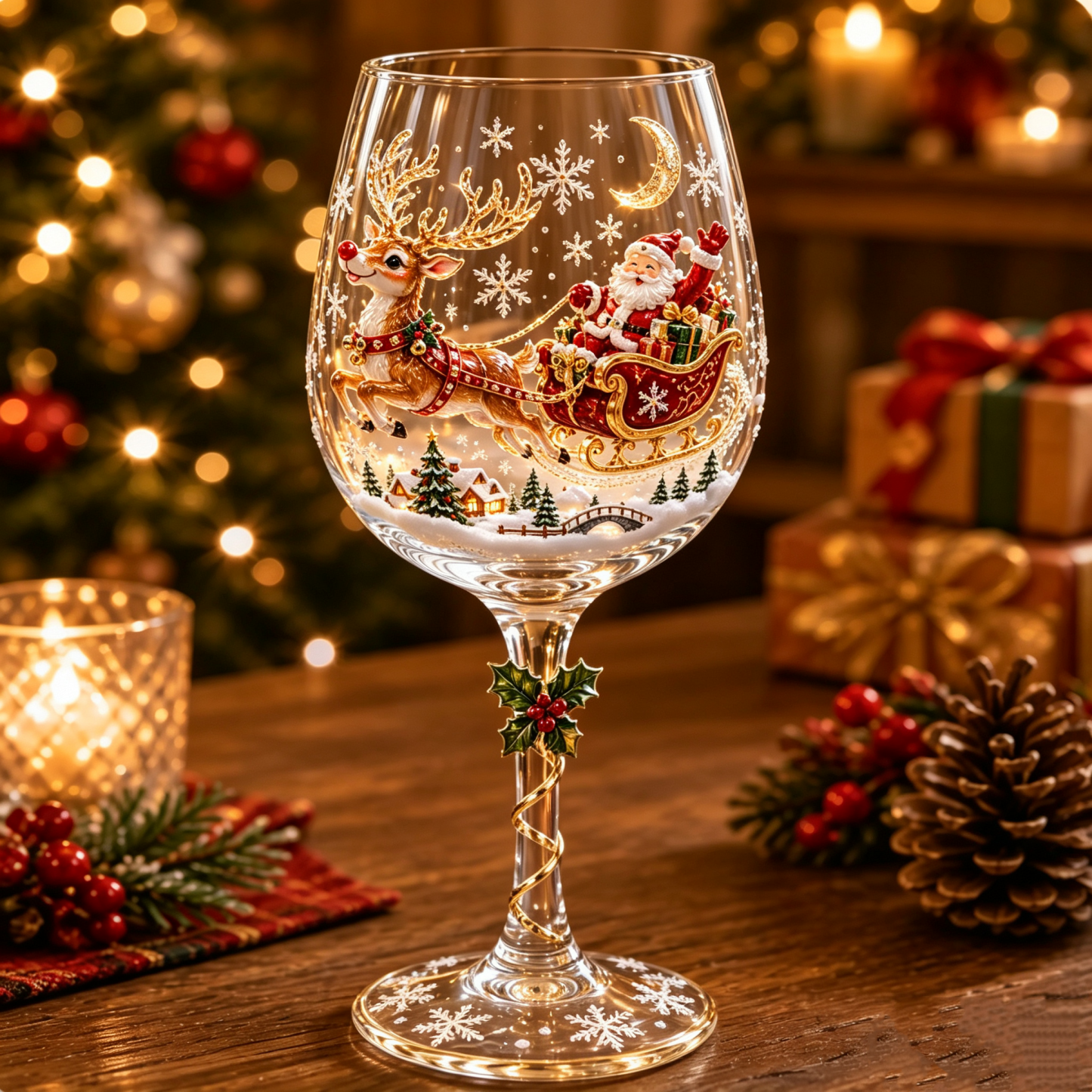 🔥🎁Weihnachtliches 3D-Weinglas-Geschenkset✨