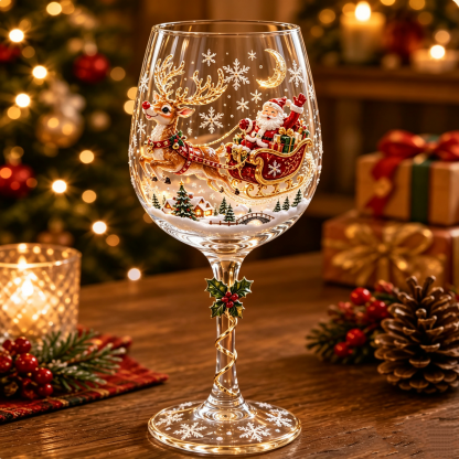 🔥🎁Weihnachtliches 3D-Weinglas-Geschenkset✨