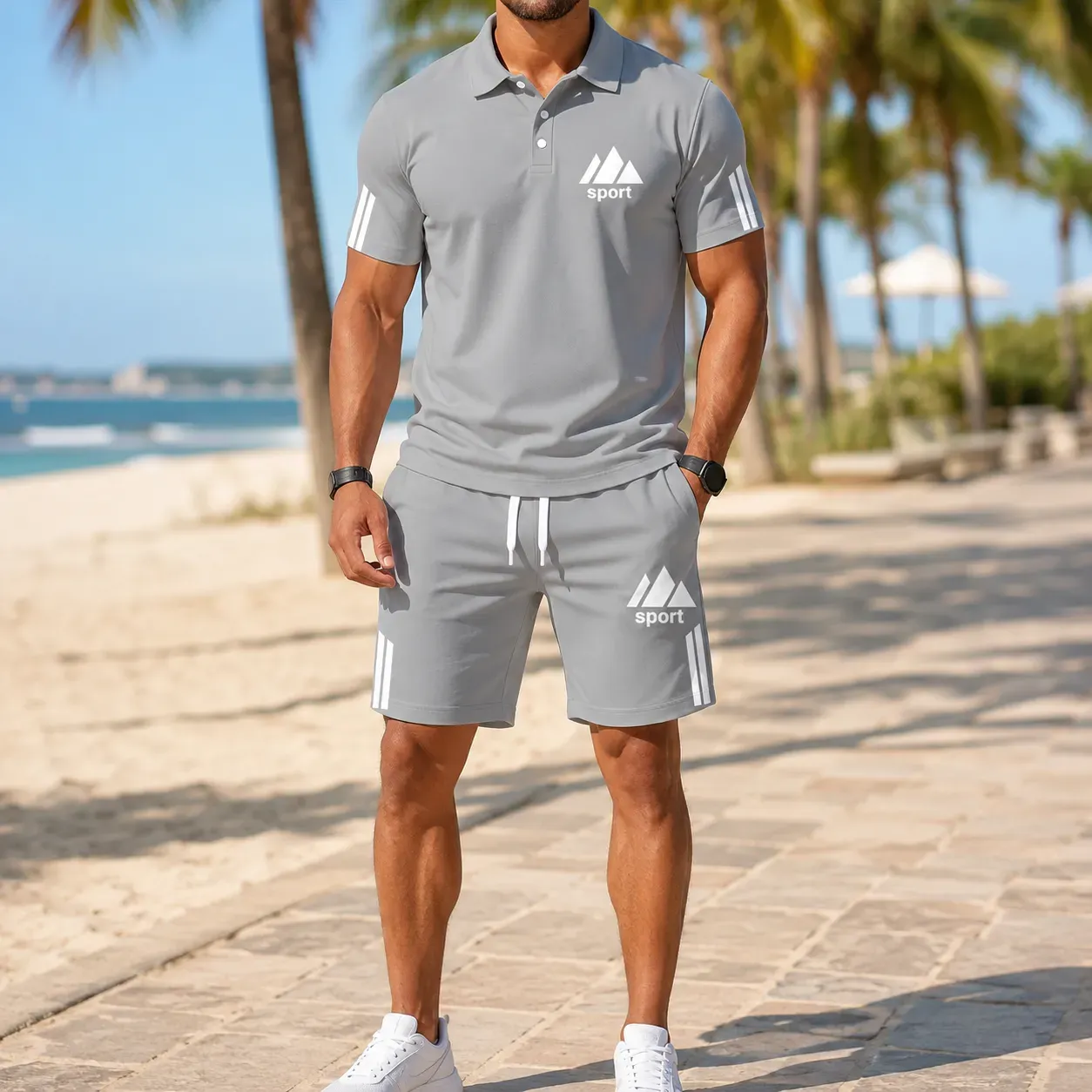 ⏰ Last day: 50% off! 🔥 Men's summer set with polo shirt and shorts
