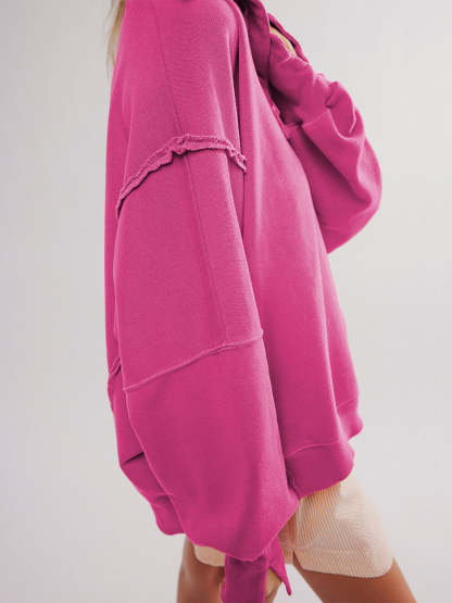 Last day 50% OFF🔥Casual Oversized Raw-edge Cotton Henley Sweatshirt
