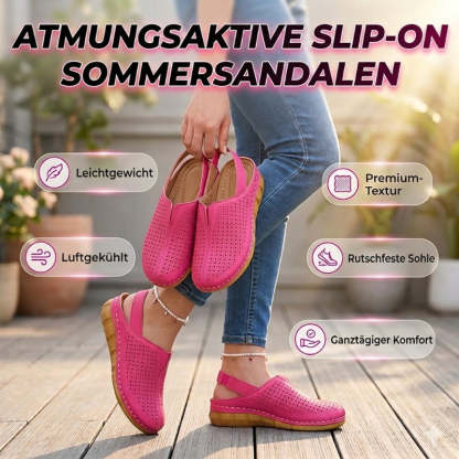 👡Lässige perforierte Keilabsatz-Slingback-Sandalen für Damen✨
