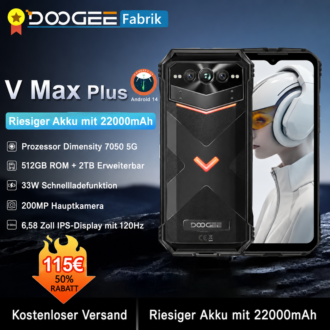 Doogee V Max Plus – Robustes 5G-Smartphone, weltweiter Verkaufsstart