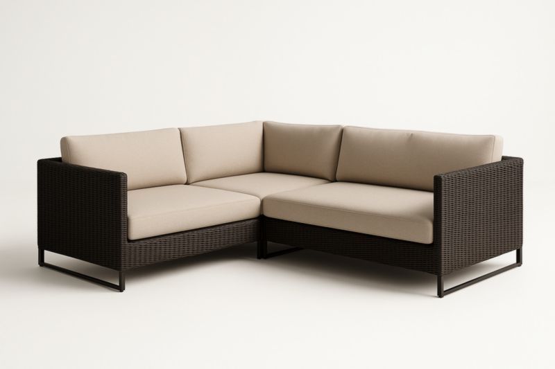 Pour jardin canapé d'angle en rotin et aluminium beige 200x200x70 cm(L×l×H)