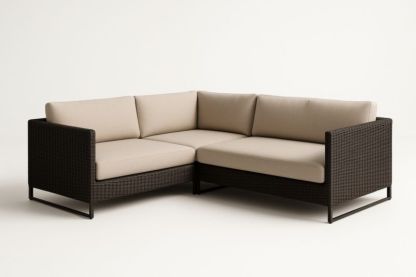 Pour jardin canapé d'angle en rotin et aluminium beige 200x200x70 cm(L×l×H)