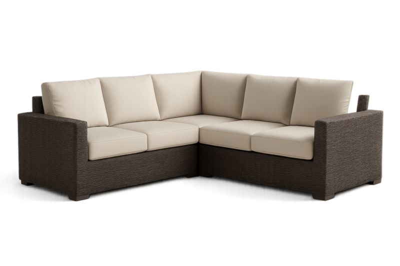 Pour jardin canapé d'angle en résine tressée avec coussins beige