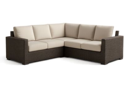 Pour jardin canapé d'angle en résine tressée avec coussins beige