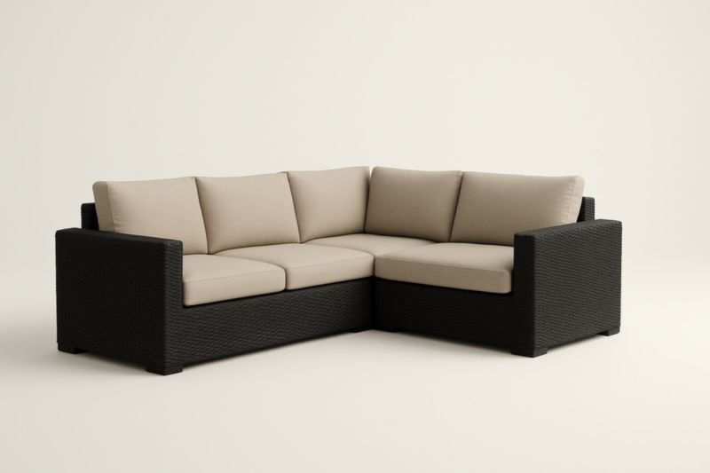 Pour jardin canapé d'angle en résine avec coussins en polyester beige