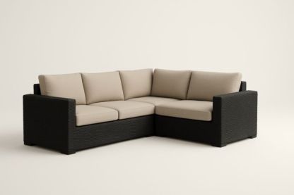 Pour jardin canapé d'angle en résine avec coussins en polyester beige