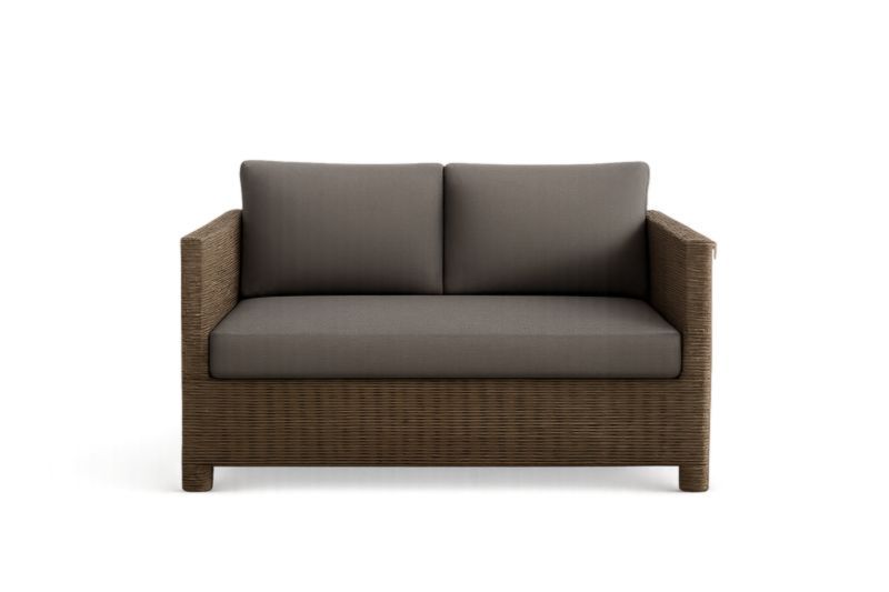 Pour jardin canapé 2 places en résine tressée avec coussins en polyester marron