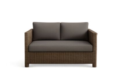 Pour jardin canapé 2 places en résine tressée avec coussins en polyester marron