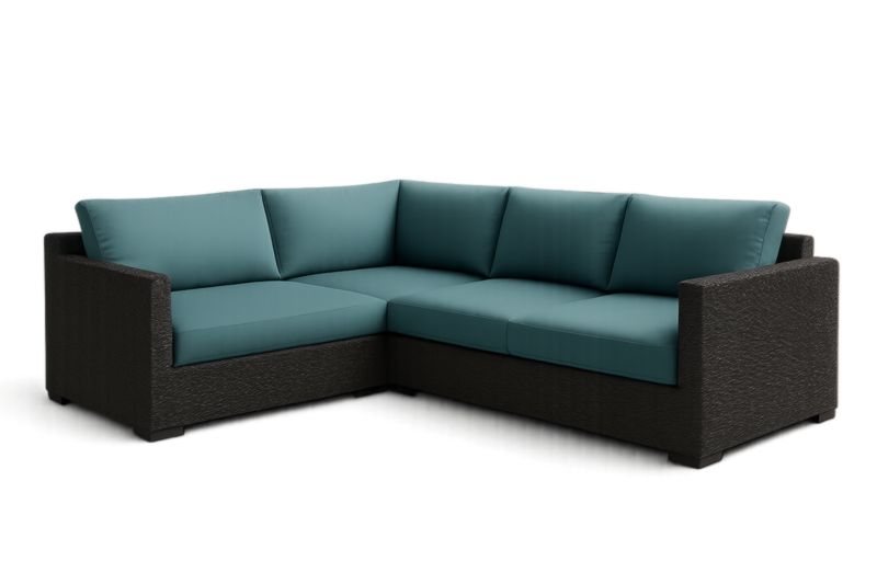 Pour jardin canapé d'angle en résine avec coussins en polyester bleu/noir