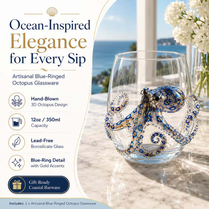 🌊Last Day 48% OFF-🔥Artisanal Blue Ringed Octopus Glassware